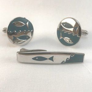 Hickok Enamel Cufflinks & Tie Clip